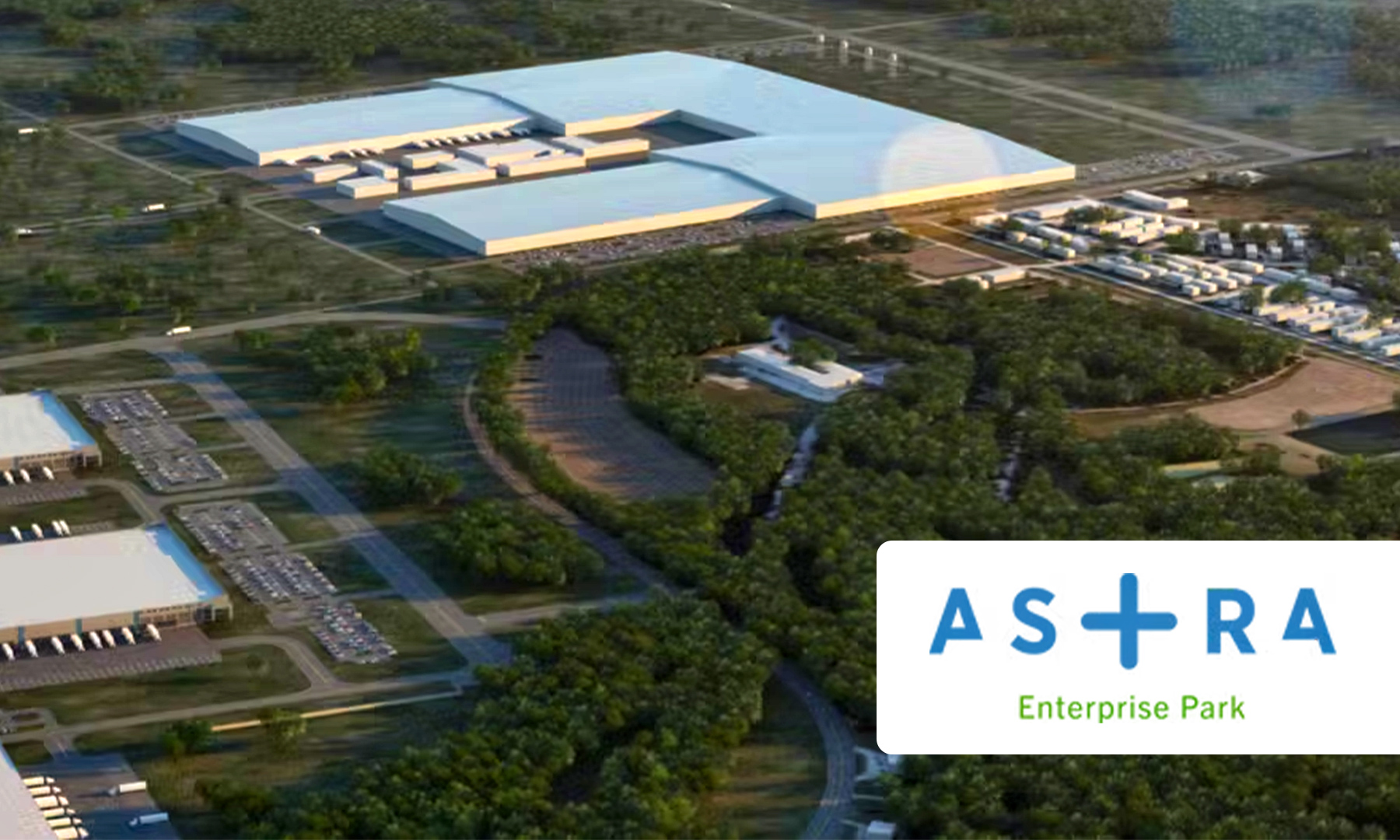 Astra Enterprise Park Aerial View with Logo